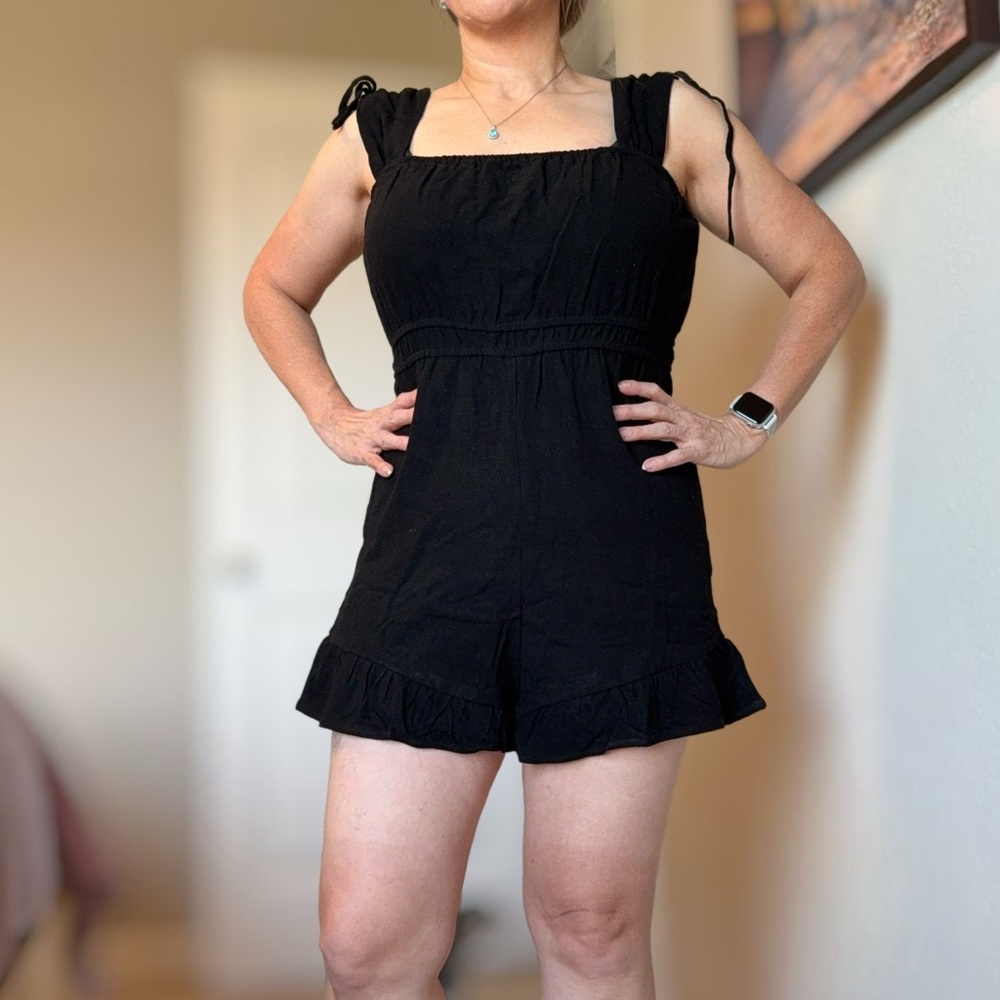 Very J Black Ruffled Romper